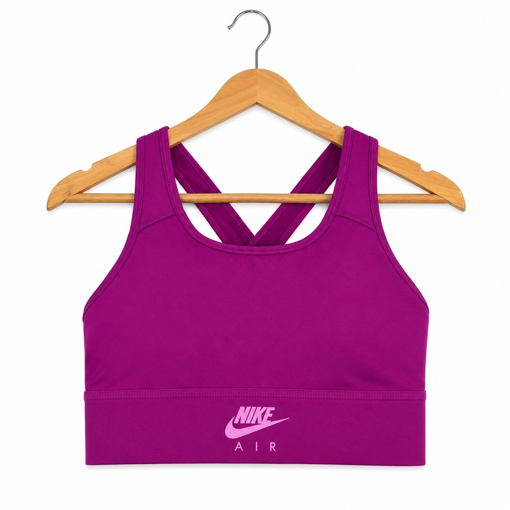 Nike Air Womens Medium Support Sports Bra Magenta Purple Monogram Logo Small